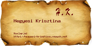 Hegyesi Krisztina névjegykártya